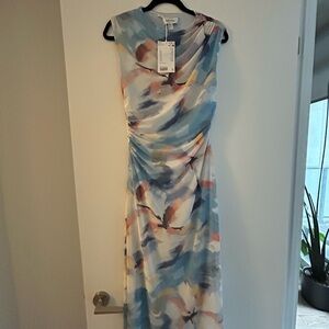 &Other Stories Blue Multi Watercolor Print Sleeveless Women's Dress NWT